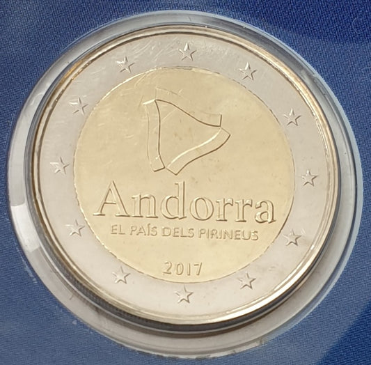 Andorre - 2 euros 2017, le pays des Pyrénées, (carte à pièces)