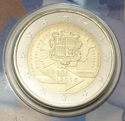 Andorre - 2 euros 2015, 25 ans d'union douanière avec l'UE (carte à pièces)
