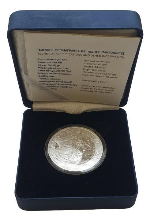 Grèce - 10 euros 2016, Démocrite, Argent Belle Épreuve