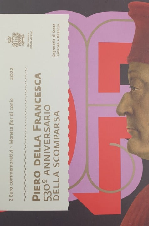 Saint-Marin - 2 Euro 2022, 530 ans depuis la mort de Piero Della Francesca, (Coin Card)