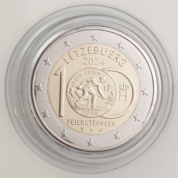Luxembourg - 2 Euro 2024, 100 ans de l'introduction du franc - Feiersteppler, BU (Coin Card)