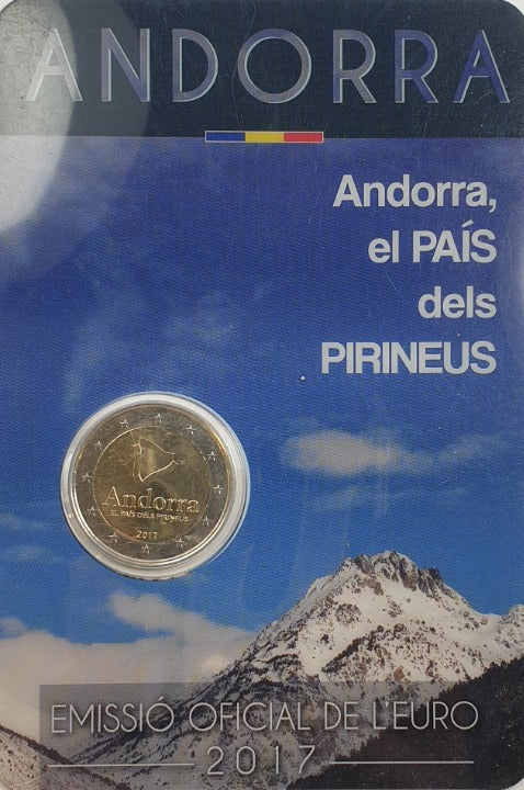 Andorre - 2 euros 2017, le pays des Pyrénées, (carte à pièces)