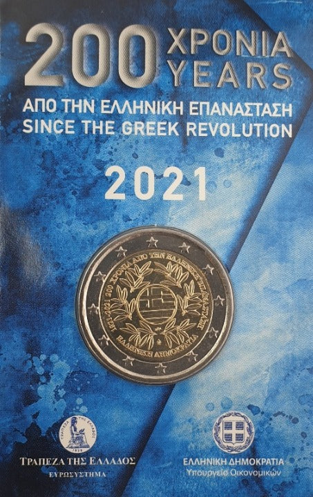 Grèce - 2 euros 2021, 200 ans de la révolution grecque (carte à pièces)