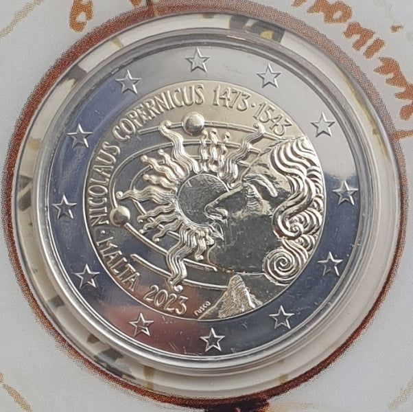 Malte - 2 euros 2023, Nicolas Copernic 1473 - 1543, (Carte à pièces)