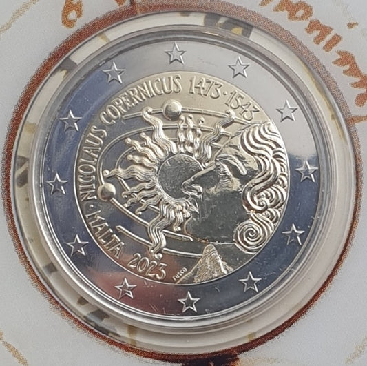 Malte - 2 euros 2023, Nicolas Copernic 1473 - 1543, (Carte à pièces)