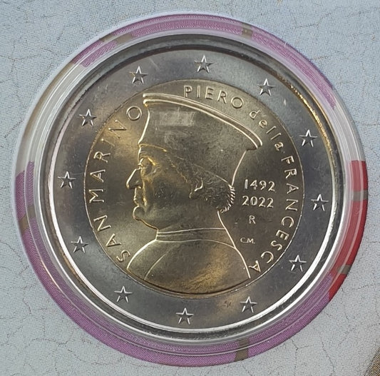Saint-Marin - 2 Euro 2022, 530 ans depuis la mort de Piero Della Francesca, (Coin Card)