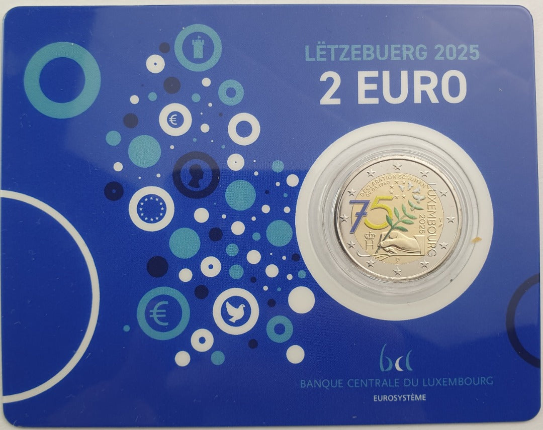 Luxembourg - 2 euros 2025, Henri Ier, couleur, (carte-pièce)