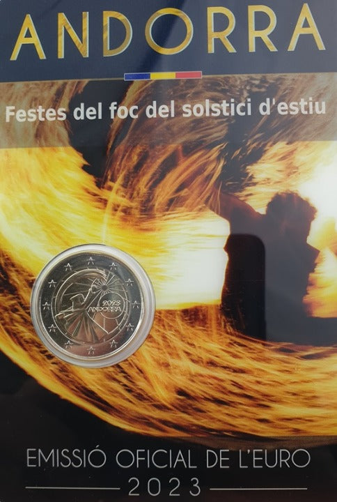 Andorre - 2 euros 2023, Festival du Feu du solstice d'été (carte à pièces)