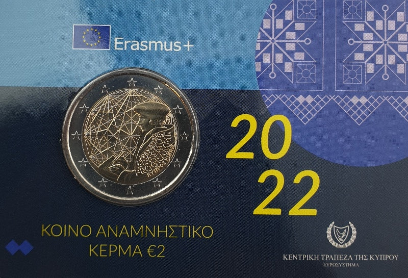 Chypre - 2 euros 2022, 35 ans du programme Erasmus, BU (Carte à pièces)