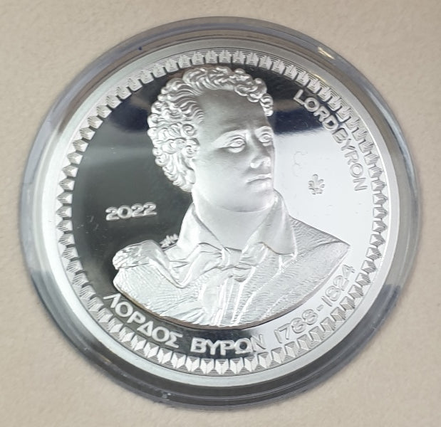 Grèce - 10 euros 2022, Lord Byron 1788 - 1824, Belle Épreuve en argent