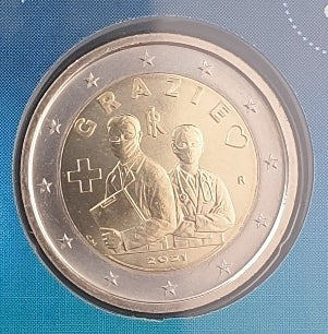 Italie - 2 Euro 2021, Professions de la santé, (Carte à pièces)