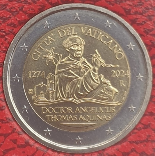 Vatican - 2 euros 2024, 750e anniversaire de la mort de Thomas d'Aquin (carte-pièce)