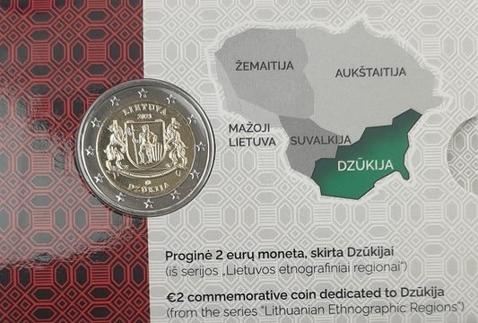 Lituanie - 2 euros 2021, Régions ethnographiques lituaniennes (carte à pièces)