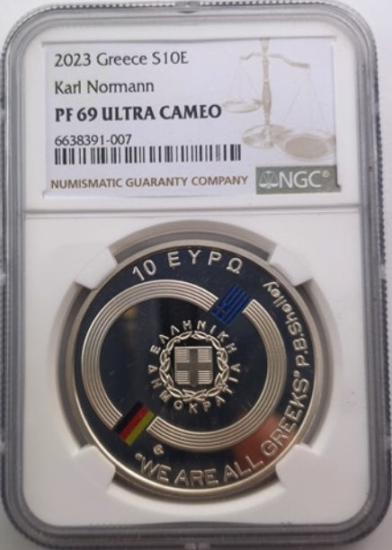 Grèce - 10 Euro 2023 (PF 69 ULTRA CAMEO), Karl Normann, Argent