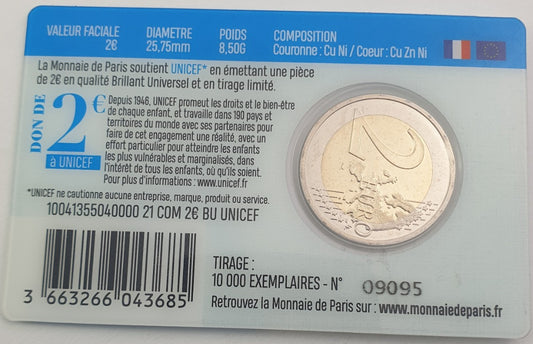 France - 2 euros 2021, Unicef, Carte de pièces