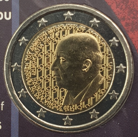Grèce - 2 euros 2016, 120e anniversaire de la naissance de Dimitris Mitropoulos, (Carte à pièces)