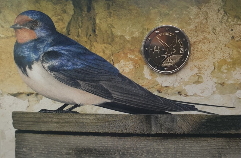 Estonie - 2 euros 2023, Hirondelle rustique (carte à pièces)
