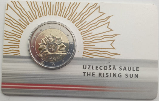 Lettonie - 2 Euro 2019, Le Soleil Levant, (Carte à pièces)