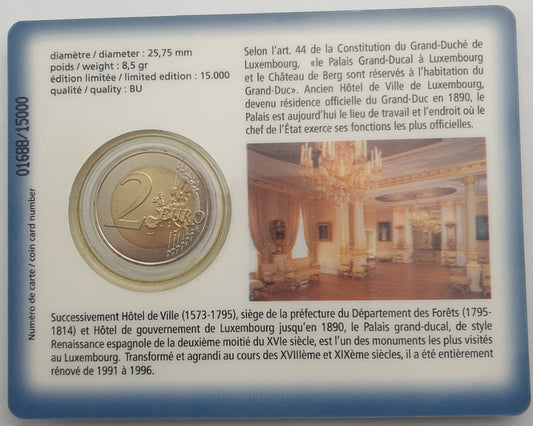 Luxembourg - 2 Euros 2007, Henri Ier Palais Grand-Ducal, (Carte à pièces)