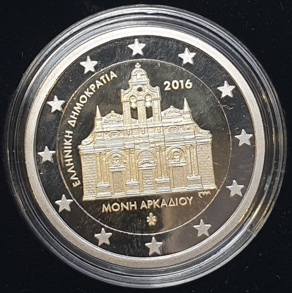 Grèce - 2 euros 2016, 150 ans depuis l'incendie du monastère d'Arkadi, Pièce d'identité
