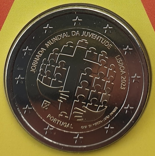 Portugal - 2 euros 2023, Journée mondiale de la jeunesse Lisbonne, (Carte à pièces)