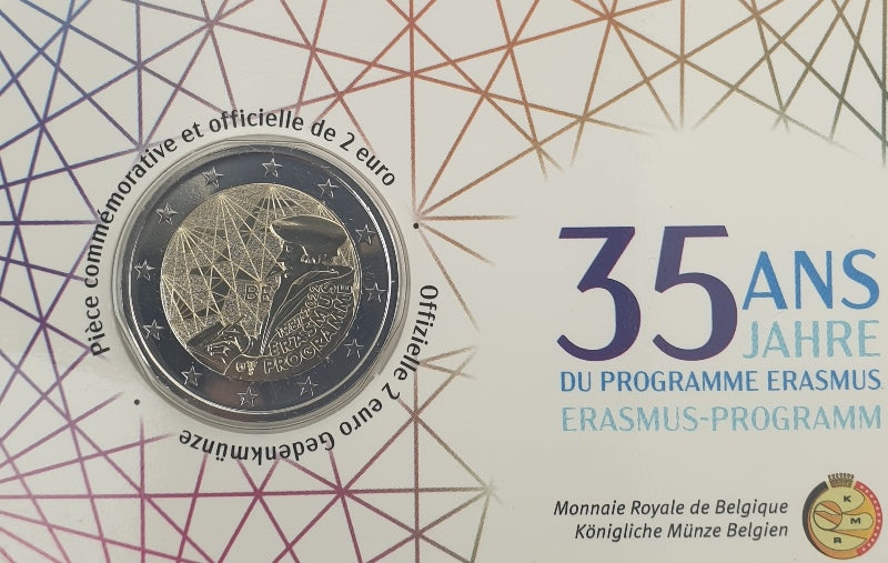 Belgique - 2 euros 2022, 35 ans du programme Erasmus - Écriture néerlandaise, (carte à pièces)