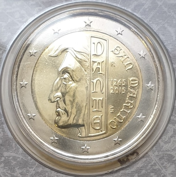 Saint-Marin - 2 euros 2015, 750e anniversaire de la naissance de Dante Alighieri, (Carte-pièce)