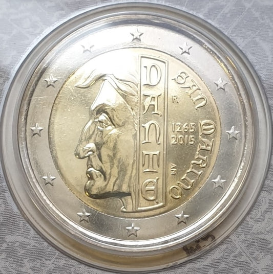 Saint-Marin - 2 euros 2015, 750e anniversaire de la naissance de Dante Alighieri, (Carte-pièce)