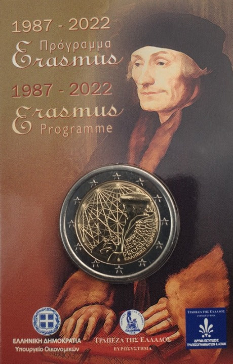 Grèce - 2 euros 2022, 35 ans du programme Erasmus, BU (Carte à pièces)