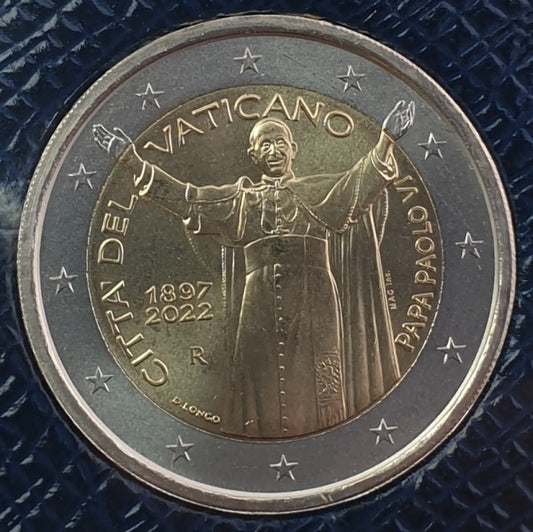 Vatican - 2 euros 2022, 125e anniversaire de la naissance du pape Paul VI (carte-pièce)