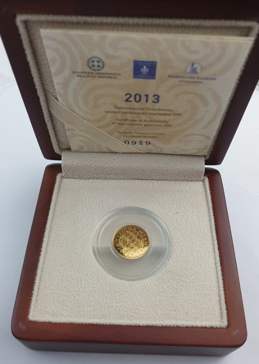 Grèce - 50 euros 2013, Tyrinthe antique - Mycènes, épreuve d'or