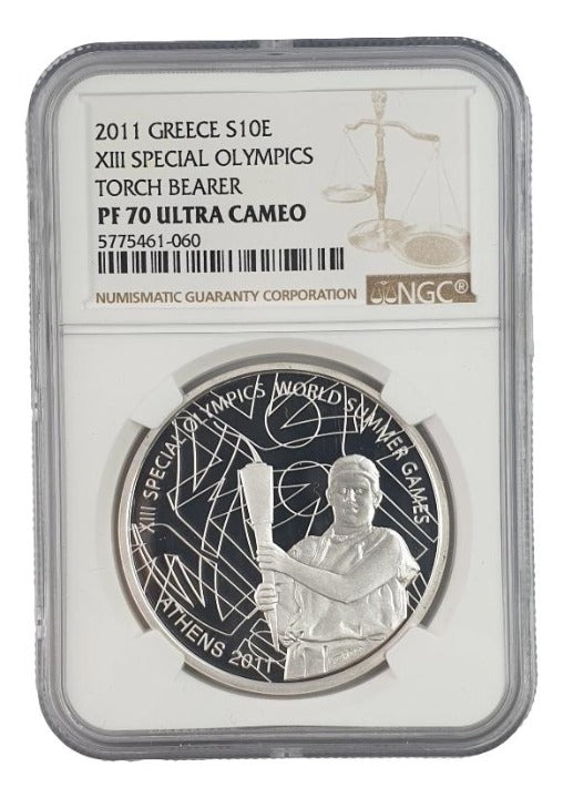 Grèce - 10 Euro 2011, XIIe Jeux Olympiques Spéciaux, Relais de la Flamme (PF 70 ULTRA CAMEO)