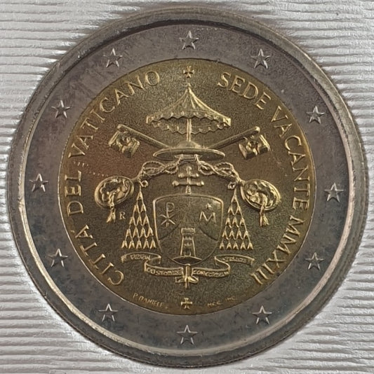 Vatican - 2 euros 2013, pièce vierge en raison de l'absence du pape (carte de pièce)