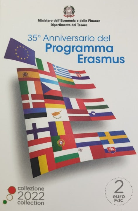 Italie - 2 euros 2022, 35 ans du programme Erasmus, BU (Carte à pièces)