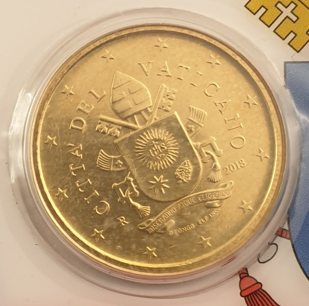 Vatican - Pièce de 50 centimes 2018, Pape François, (Carte-pièce)