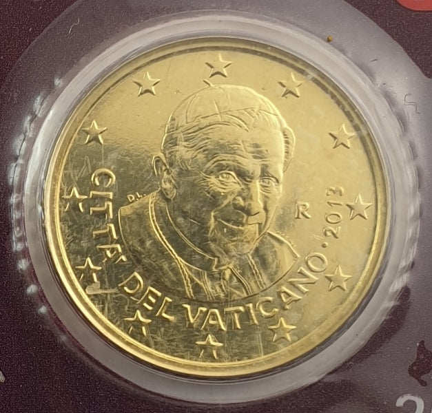 Vatican - 50 centimes 2013, Pape Benoît XVI, (Carte de monnaie)