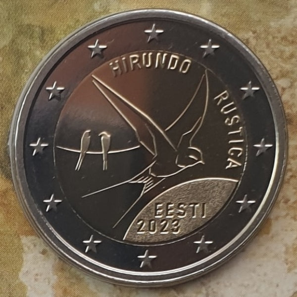 Estonie - 2 euros 2023, Hirondelle rustique (carte à pièces)